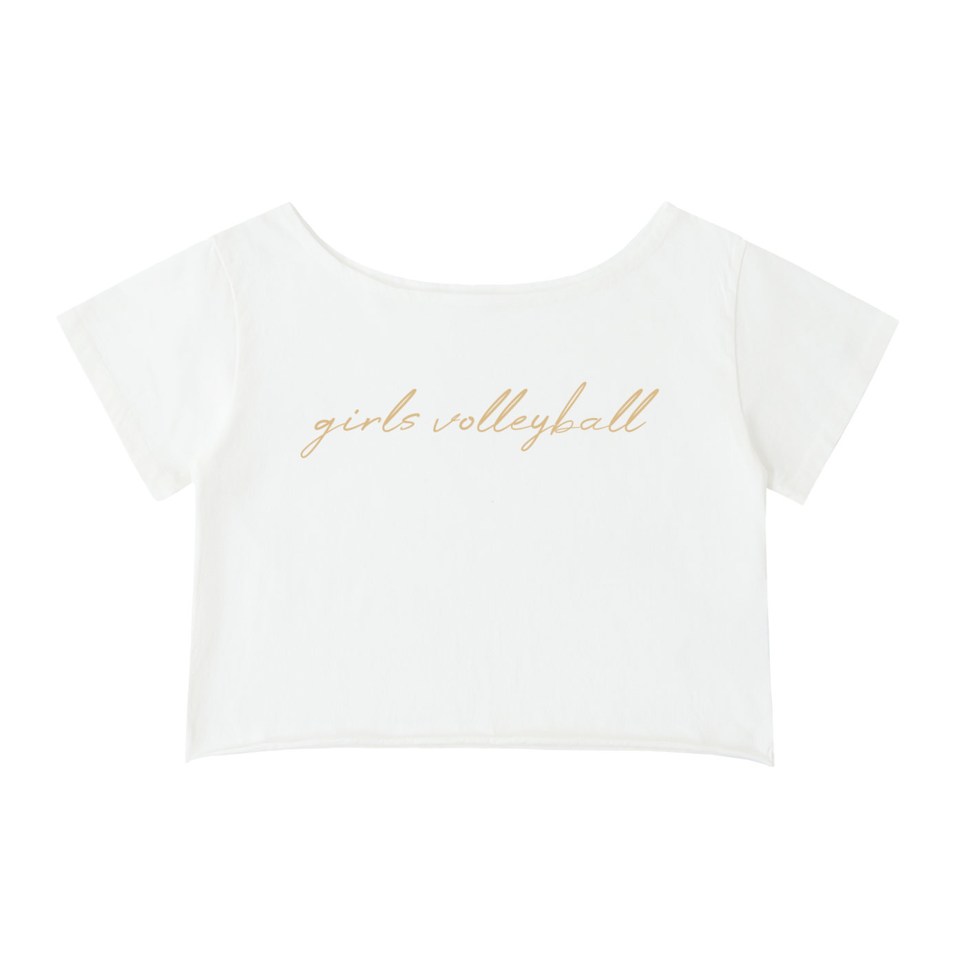 GS Volleyball Off-Shoulder Rolled Hem Cotton T-Shirt