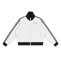 Contrast Side Stripe Fleece Cropped Track Jacket