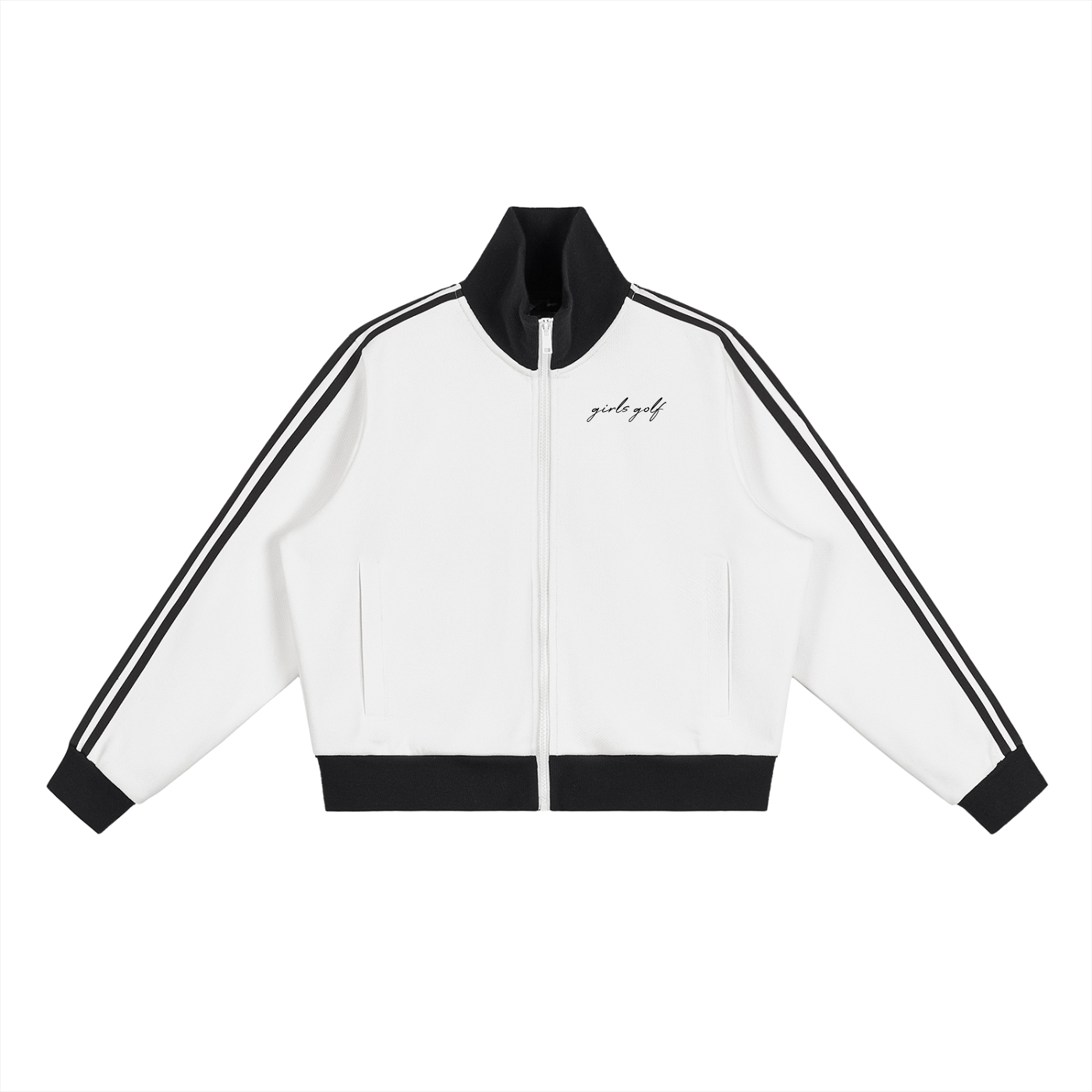 Contrast Side Stripe Fleece Cropped Track Jacket