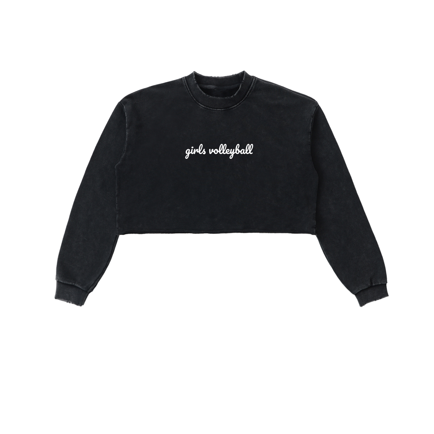 GS Volleyball Snow Washed Raw Edge Cropped Sweatshirt