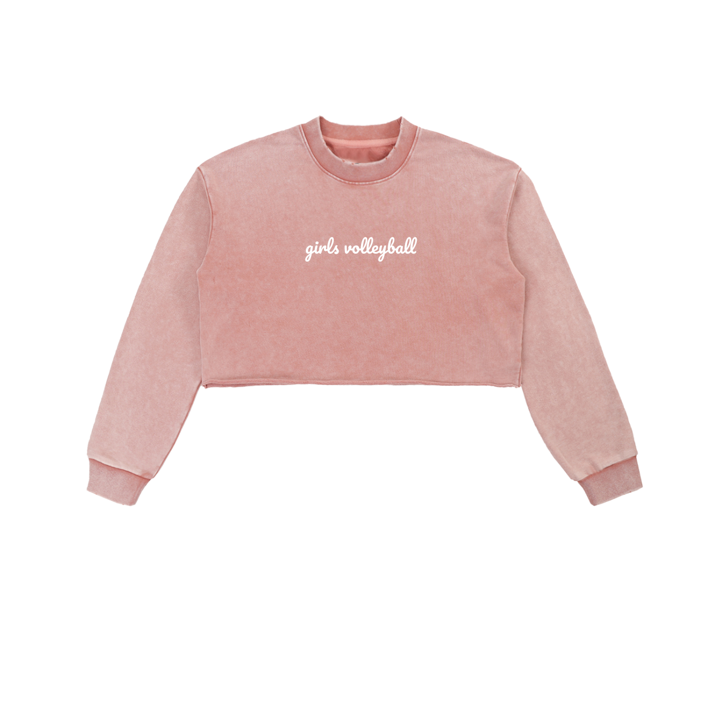 GS Volleyball Snow Washed Raw Edge Cropped Sweatshirt