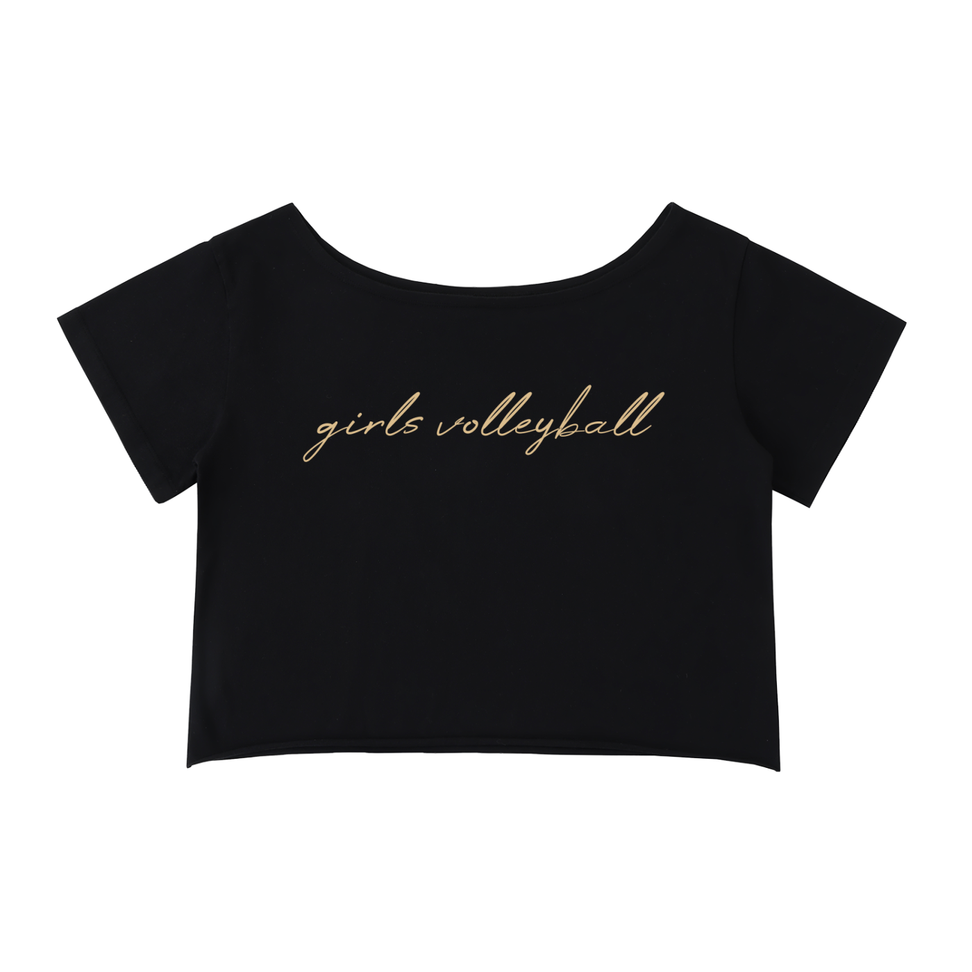 GS Volleyball Off-Shoulder Rolled Hem Cotton T-Shirt