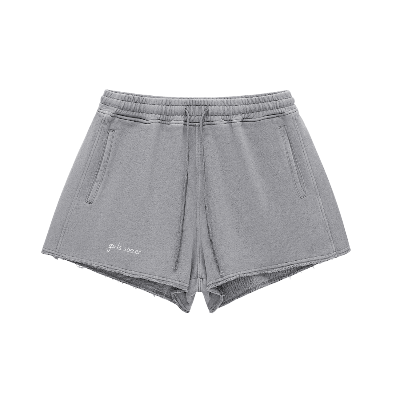 GS Soccer Snow Washed Raw Edge Drawstring Shorts