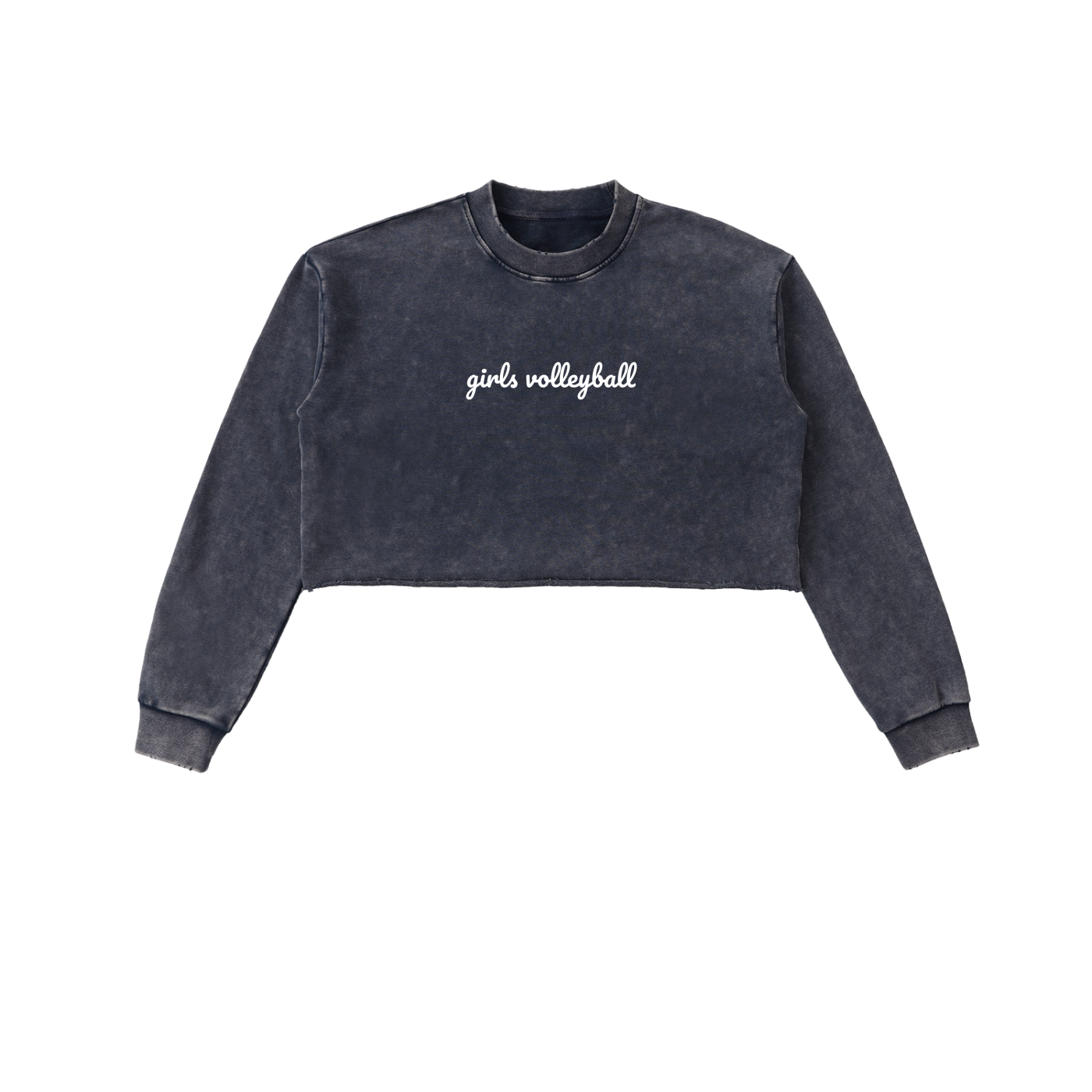 GS Volleyball Snow Washed Raw Edge Cropped Sweatshirt