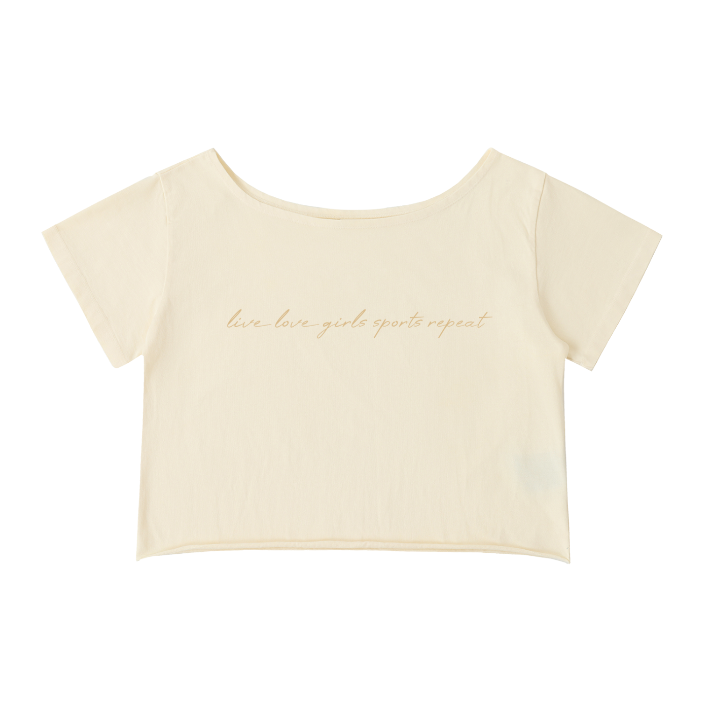 GS Active Live Love Off-Shoulder Rolled Hem Cotton T-Shirt