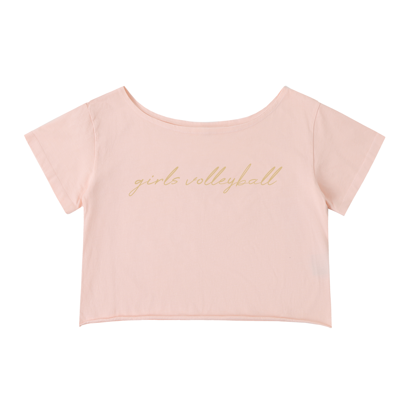 GS Volleyball Off-Shoulder Rolled Hem Cotton T-Shirt