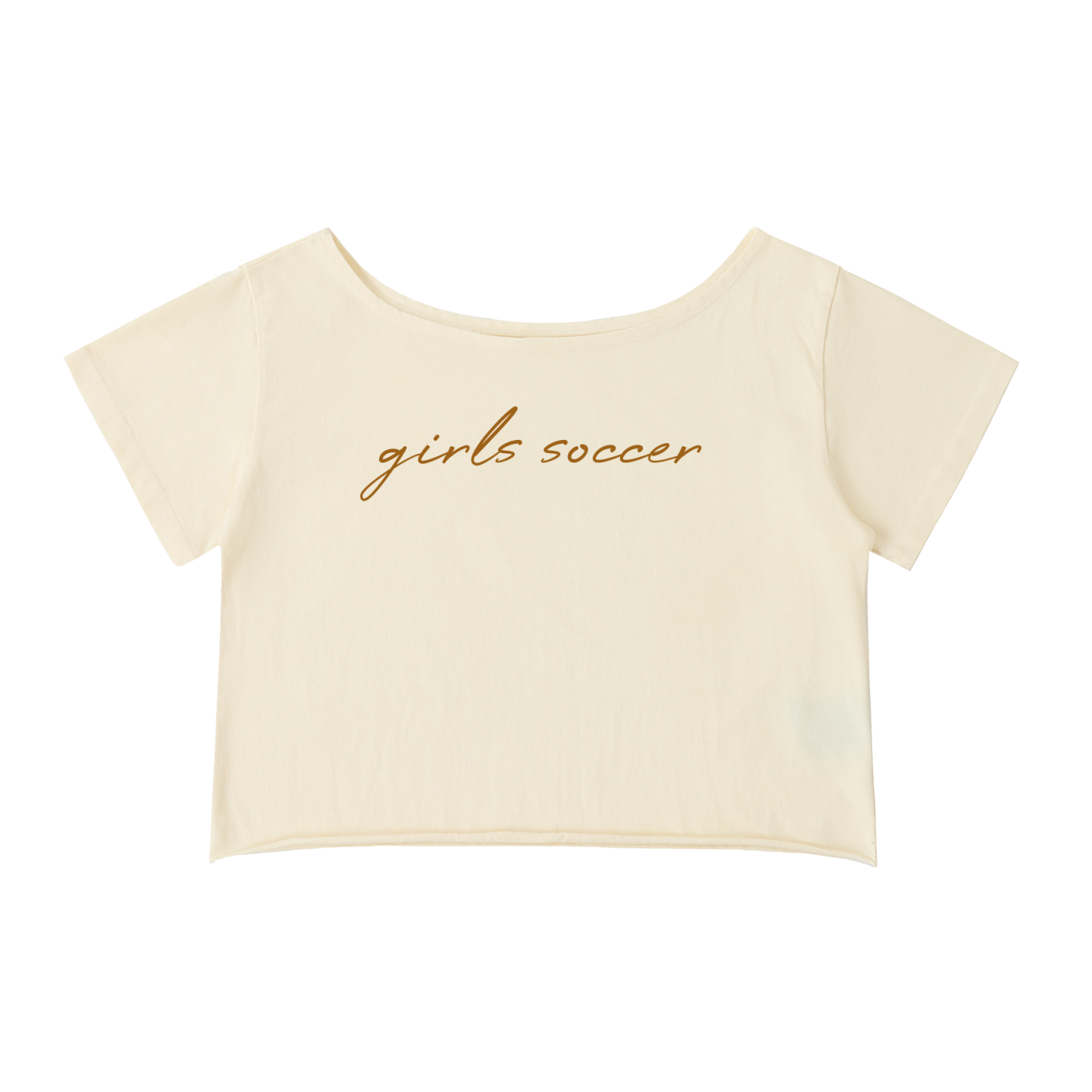 GS Soccer Off-Shoulder Rolled Hem Cotton T-Shirt