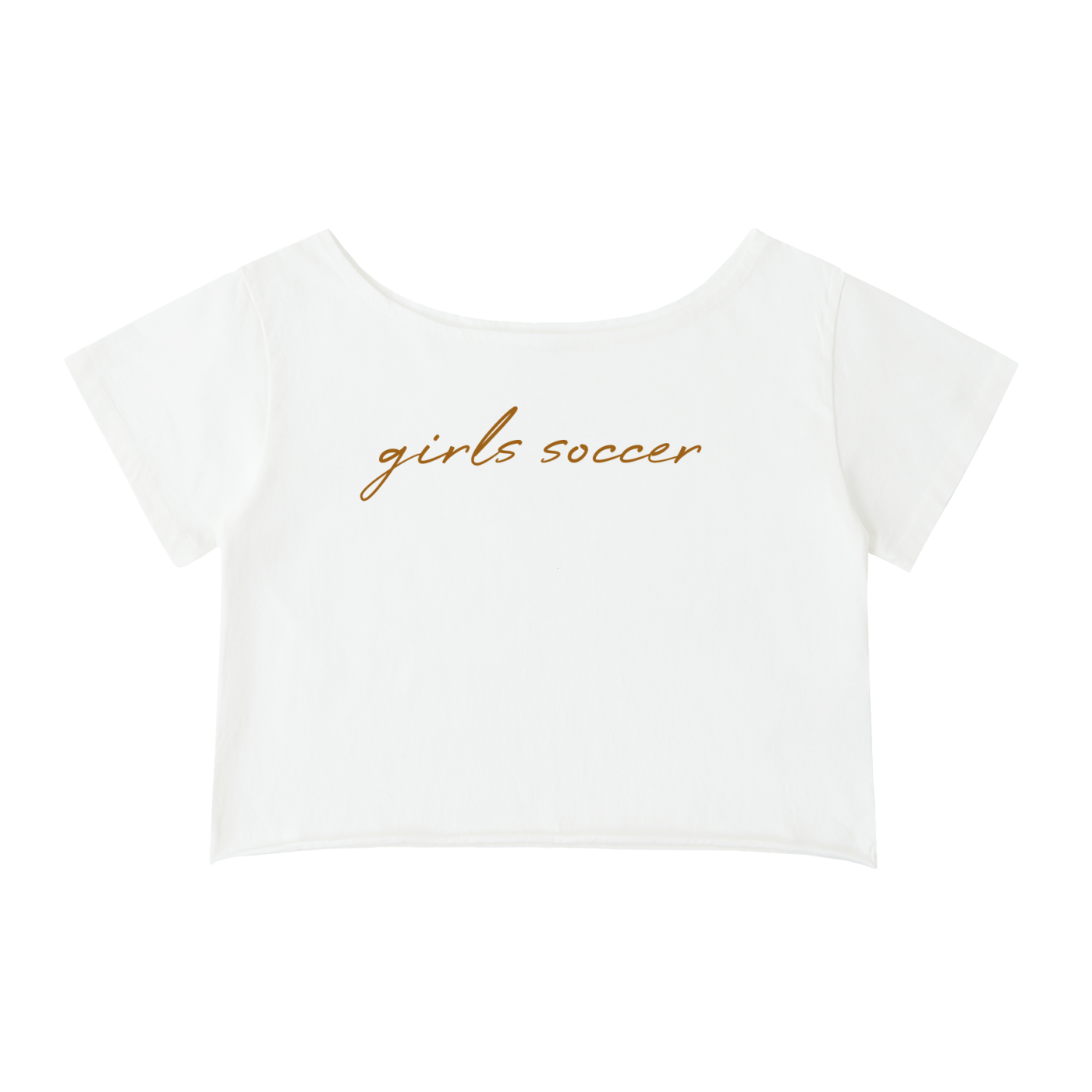 GS Soccer Off-Shoulder Rolled Hem Cotton T-Shirt