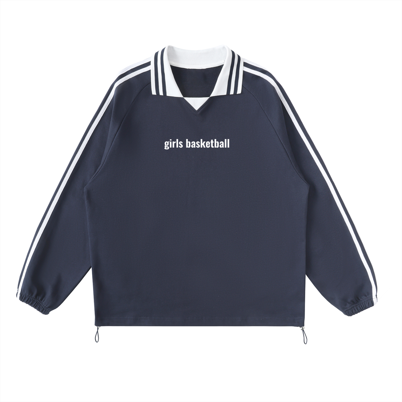 GS Basketball Contrast Striped Lapel Collar Sweatshirt