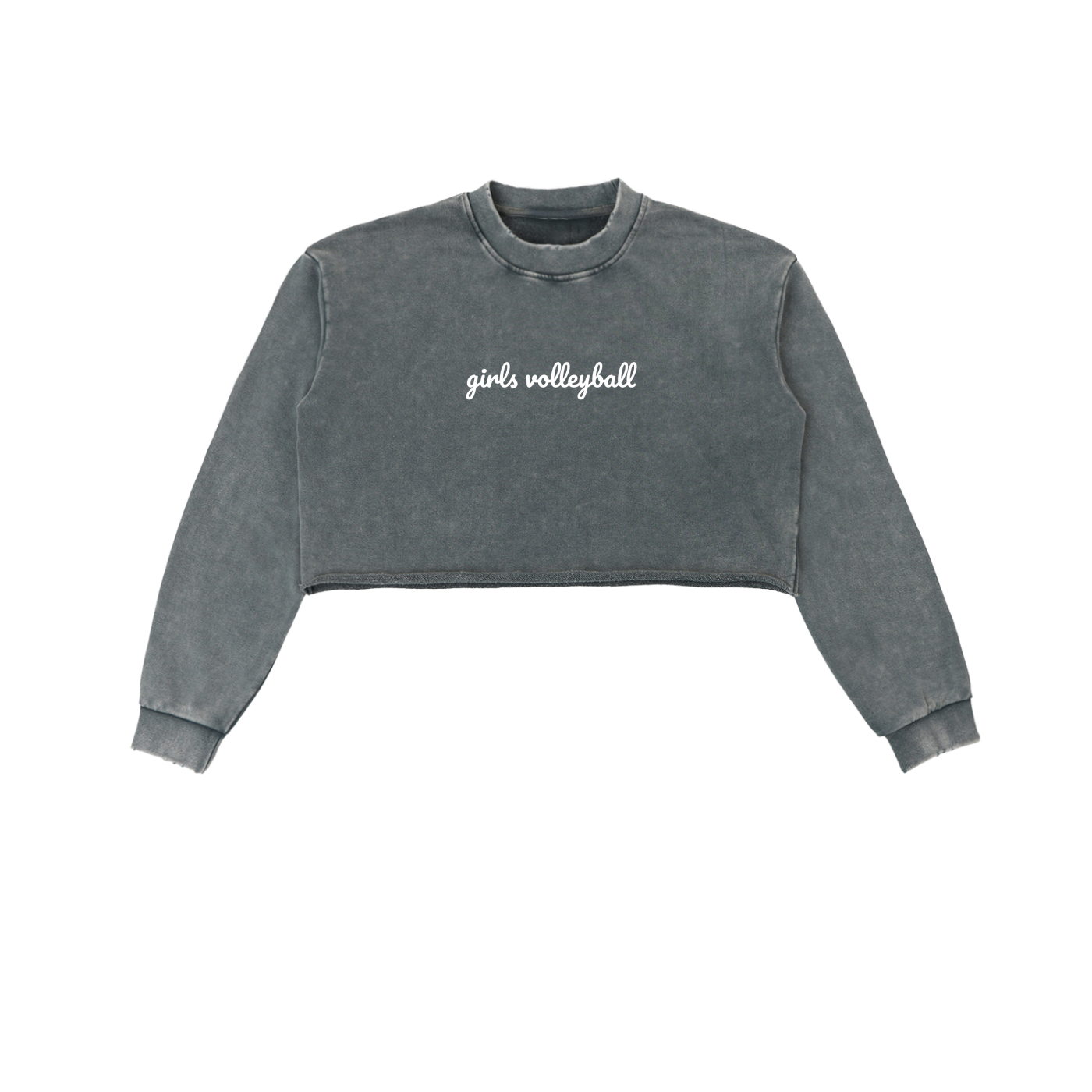 GS Volleyball Snow Washed Raw Edge Cropped Sweatshirt