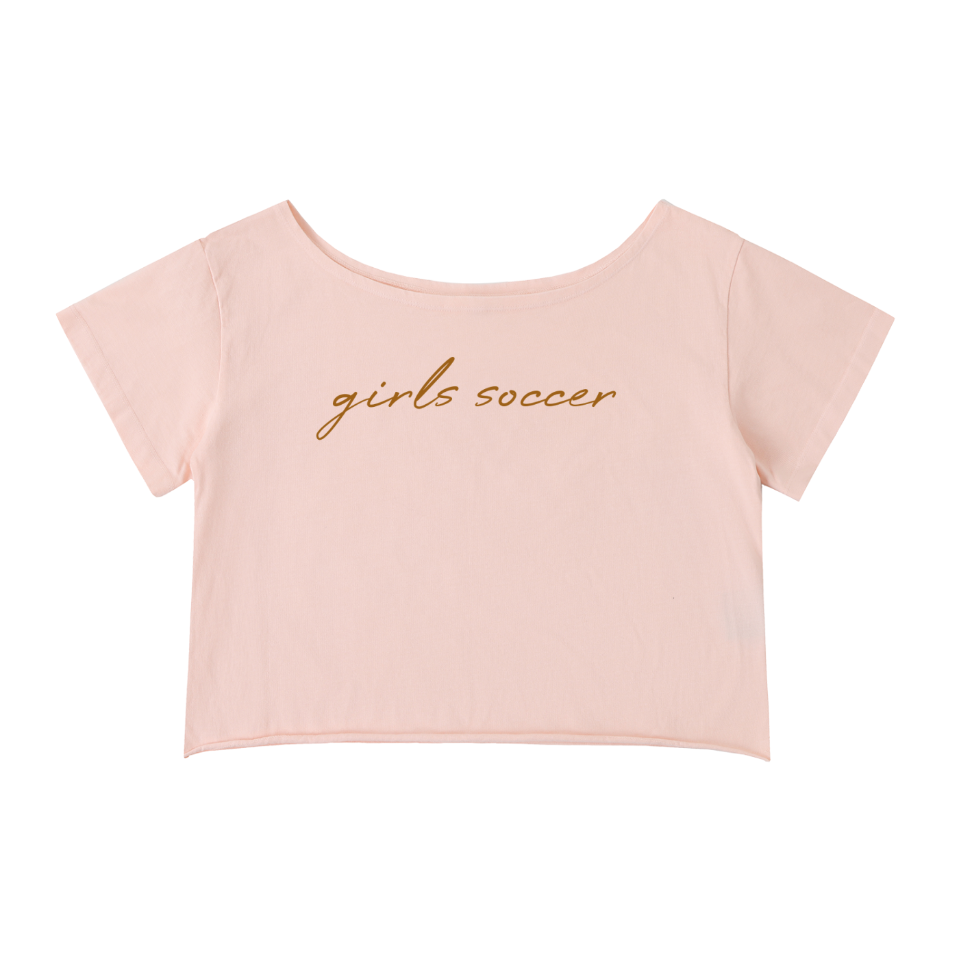 GS Soccer Off-Shoulder Rolled Hem Cotton T-Shirt