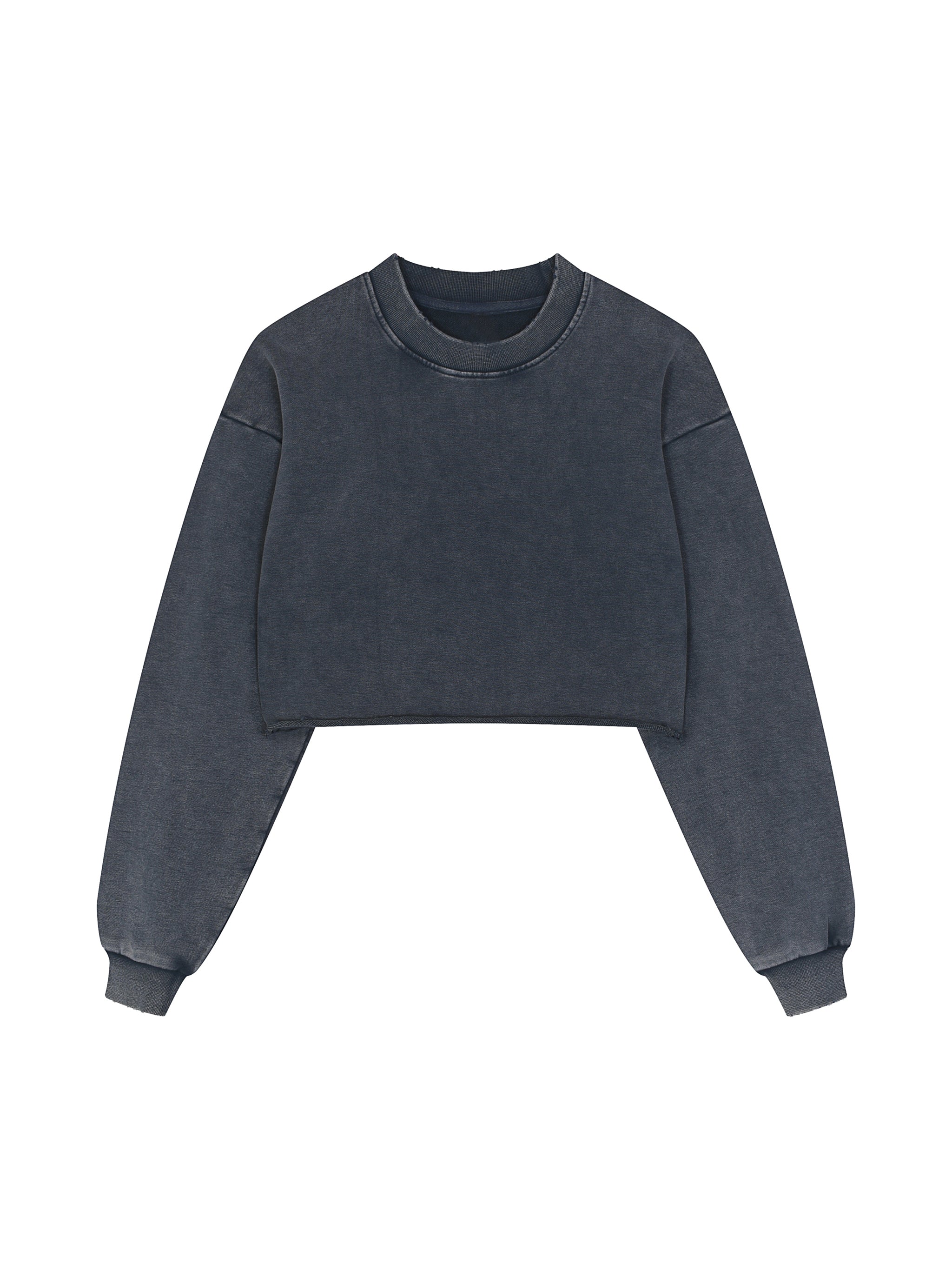 GS Volleyball Snow Washed Raw Edge Cropped Sweatshirt