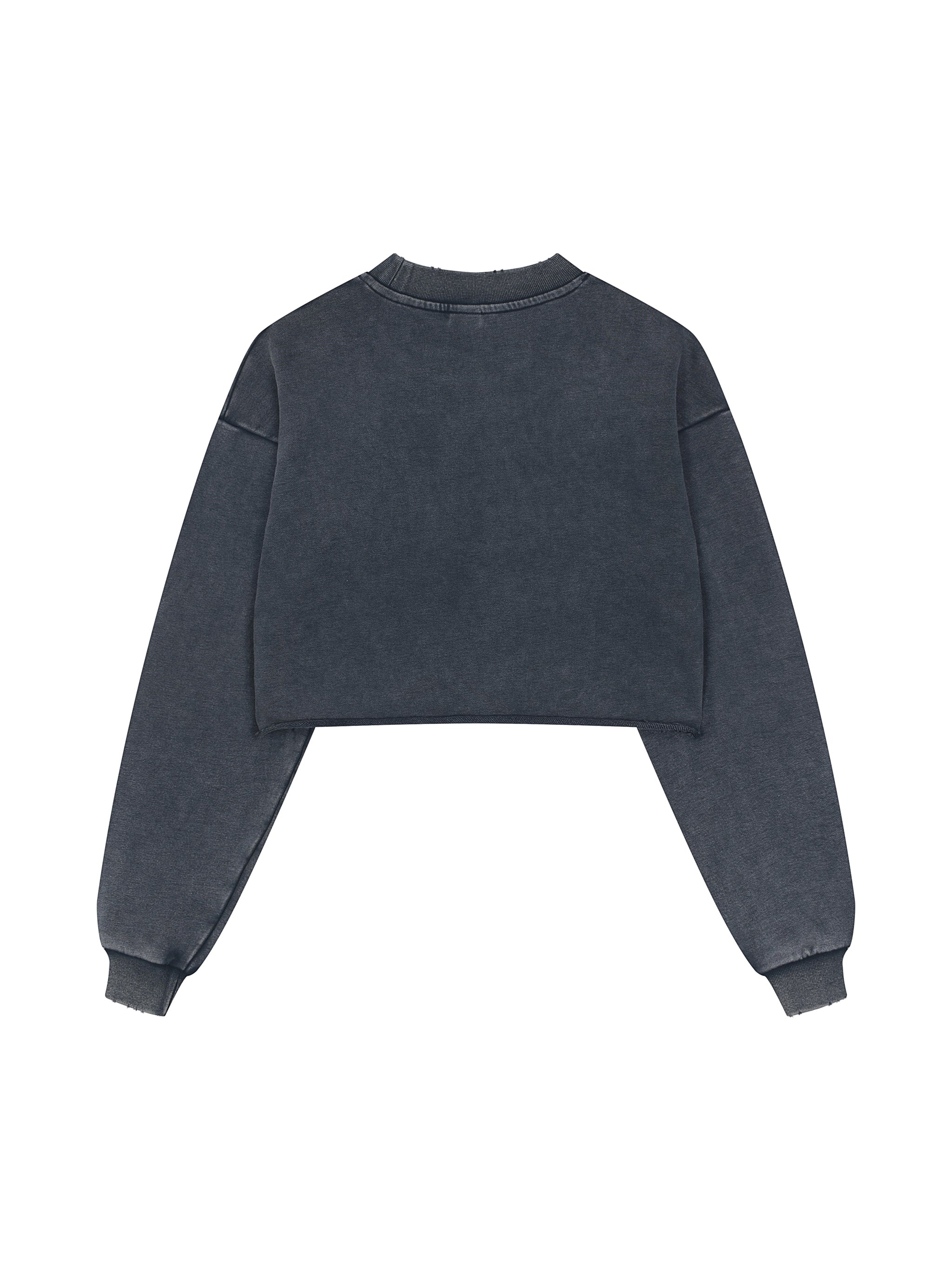 GS Volleyball Snow Washed Raw Edge Cropped Sweatshirt