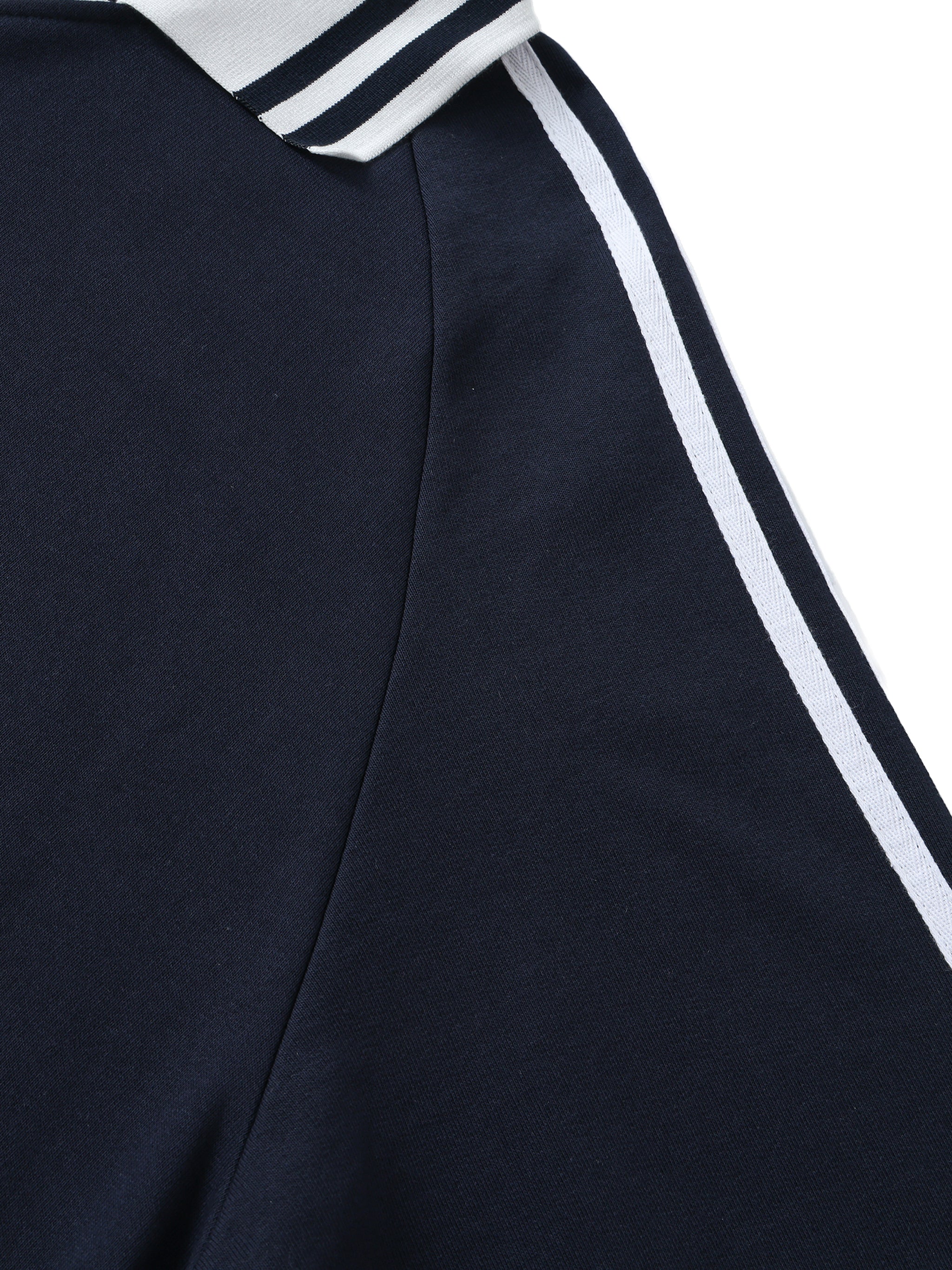 GS Basketball Contrast Striped Lapel Collar Sweatshirt